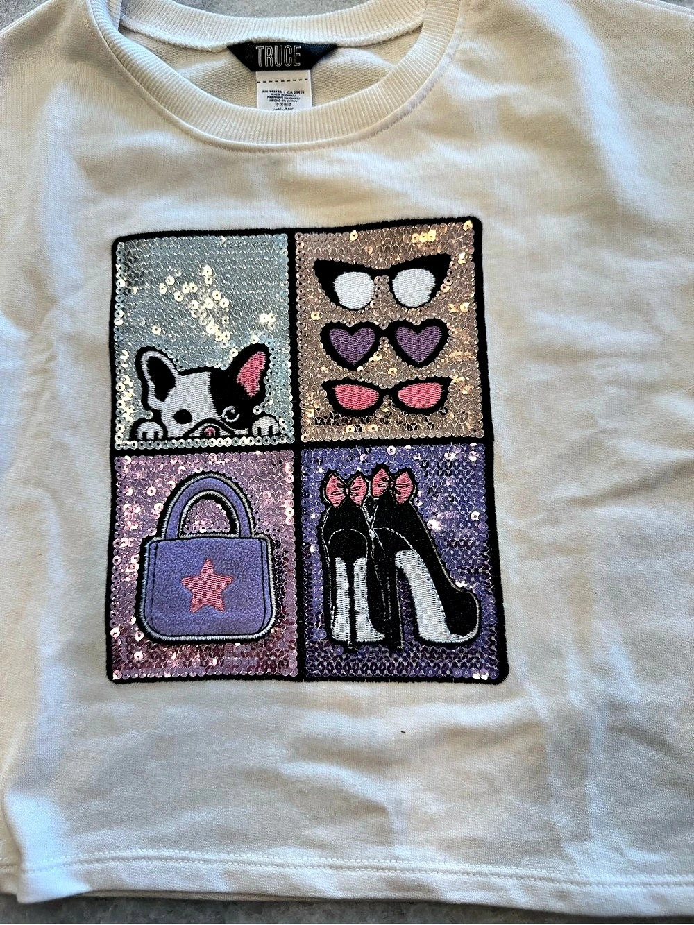 Truce Girls Color Block Sequin Tee Size Small NWT